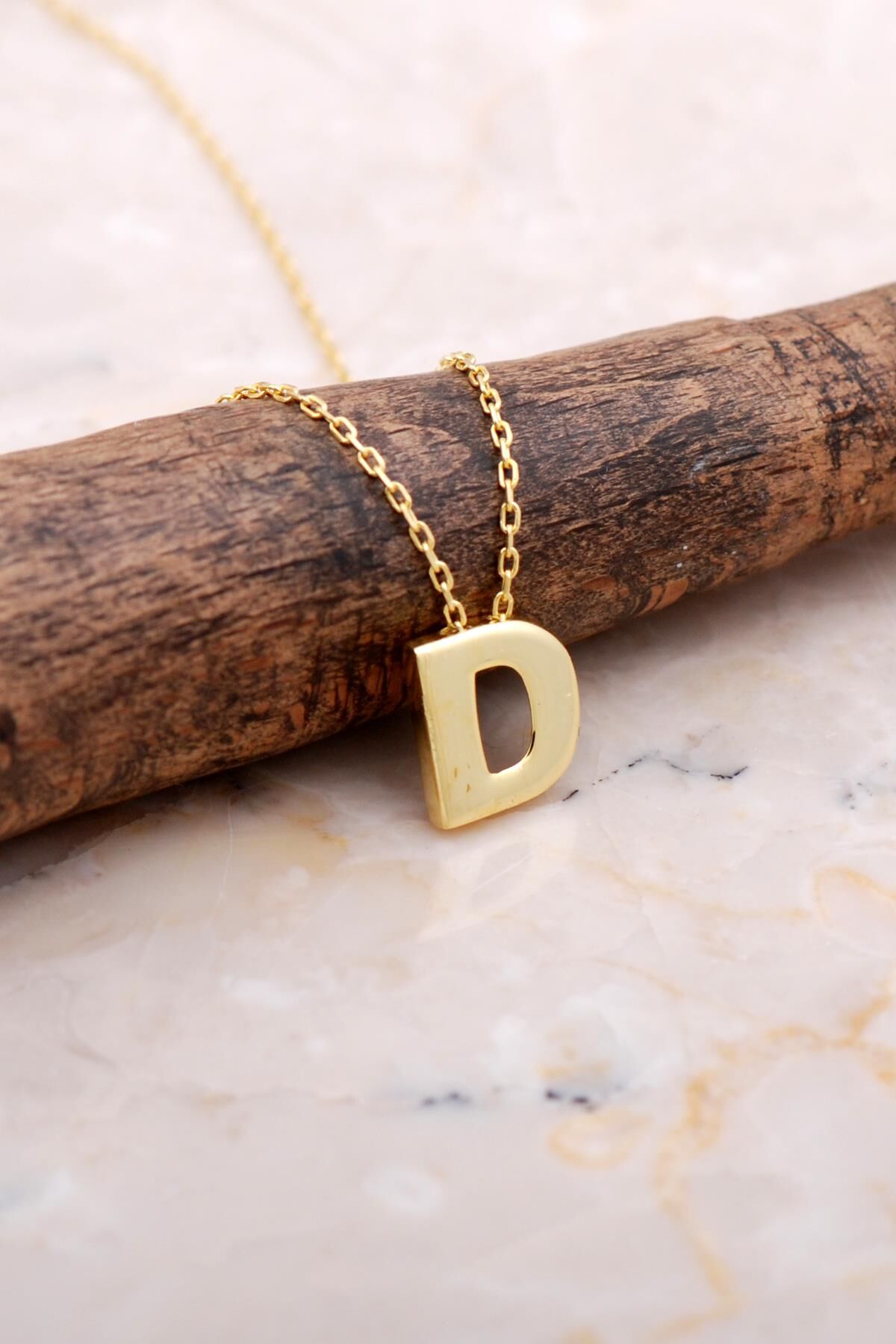 D Harfi Altın Kaplama Gümüş Kolye 7853