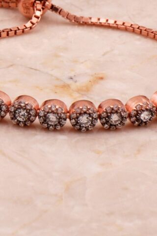 Rose Gümüş Elmas Montürlü Su Yolu Bileklik 4561