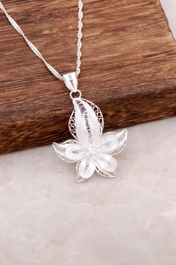 Telkari İşlemeli El Yapımı Gümüş Kolye 6231