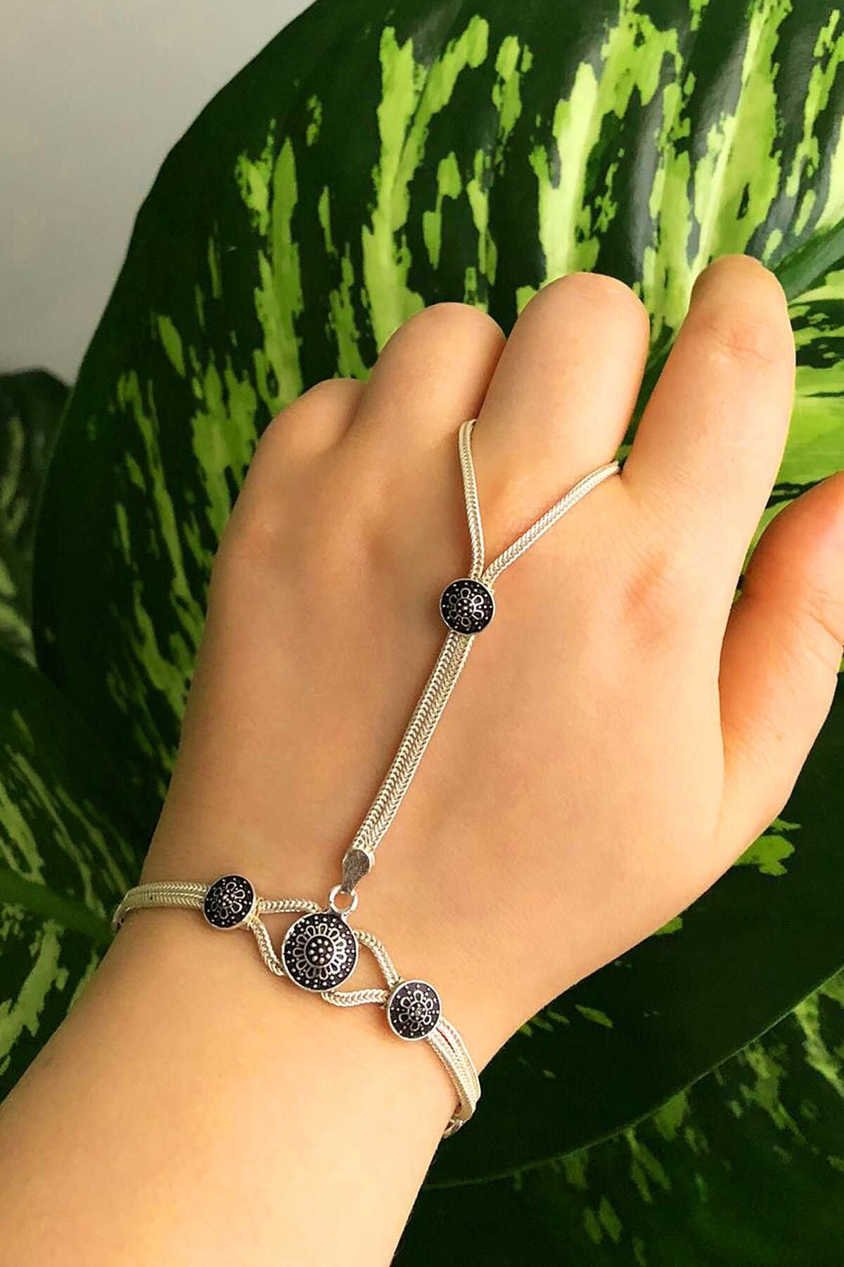 Mardin Güneşi Hasır Örgü 925 Ayar Gümüş Şahmeran Bileklik 31