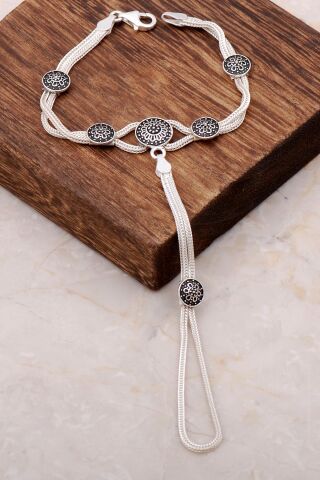 Mardin Güneşi Hasır Örgü 925 Ayar Gümüş Şahmeran Bileklik 31