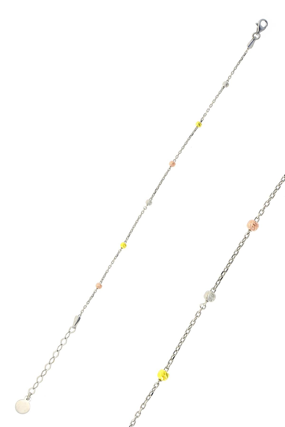 Dorissa Rodyumlu Renkli Zincir Gümüş Bileklik 3791