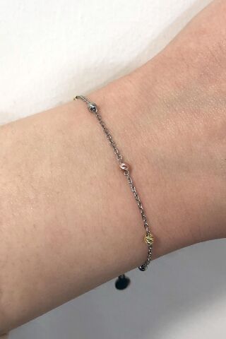 Dorissa Rodyumlu Renkli Zincir Gümüş Bileklik 3791