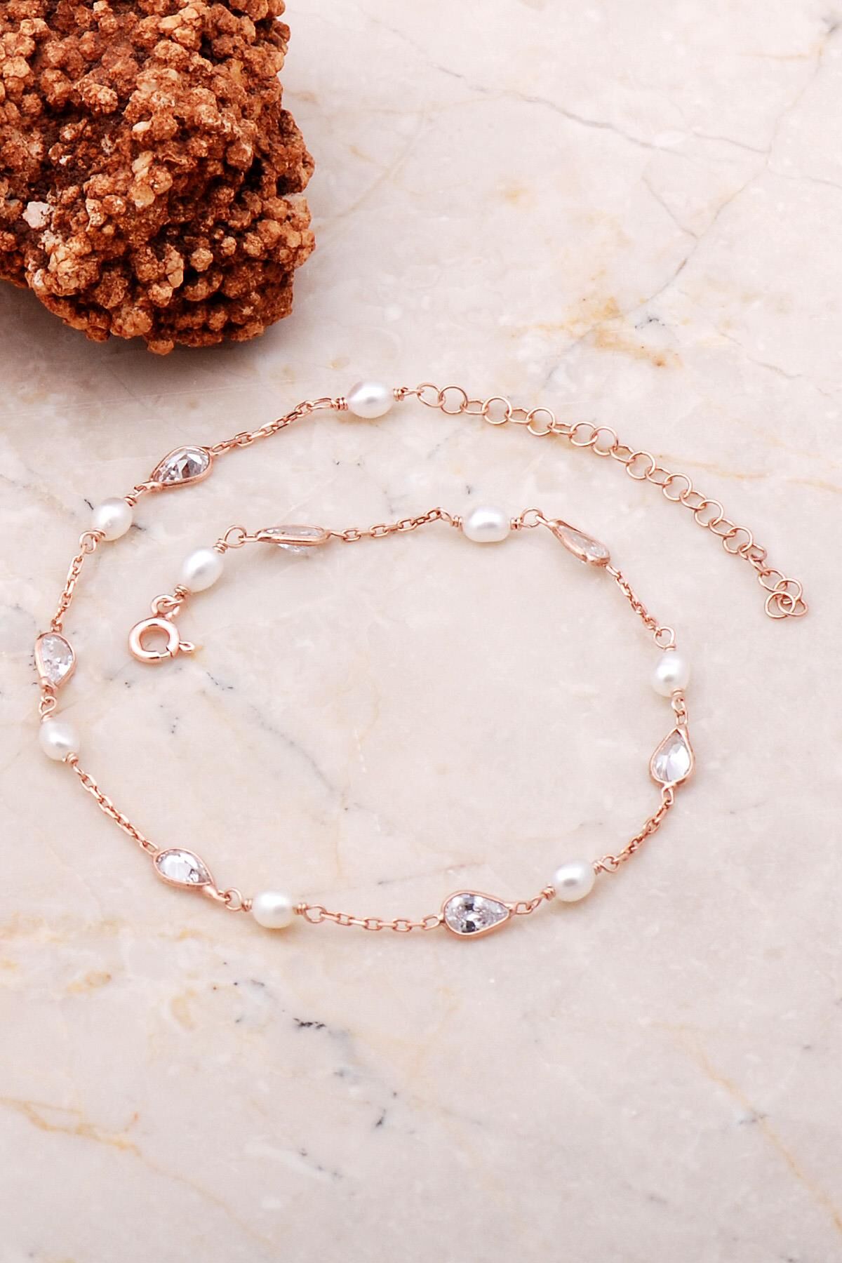 İnci Taşlı Rose Gümüş Halhal 272