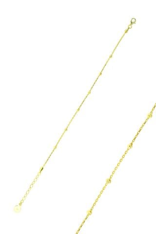 Dorika Altın Yaldızlı Zincir 925 Ayar Gümüş Bileklik 3792