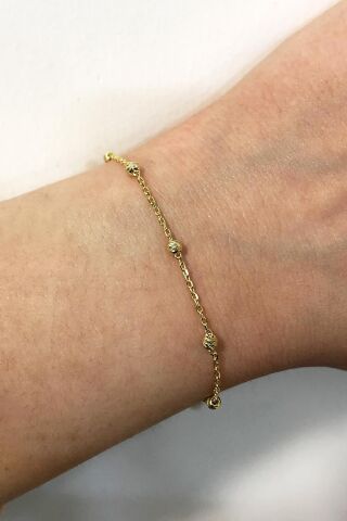 Dorika Altın Yaldızlı Zincir 925 Ayar Gümüş Bileklik 3792