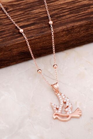 Rose Gümüş Güvercin Tasarım Kolye 6675