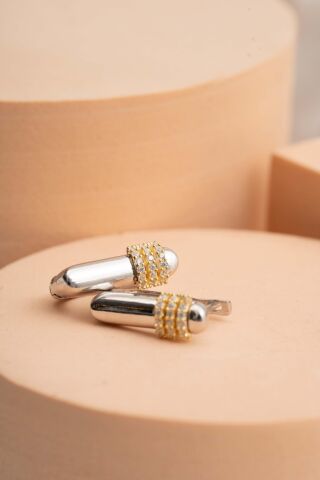 Dikdörtgen Taşlı Plaka Rodyumlu Gümüş Küpe 7172