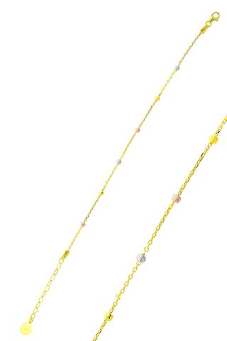 Dorissa Altın Yaldızlı Renkli Zincir Gümüş Bileklik 3793