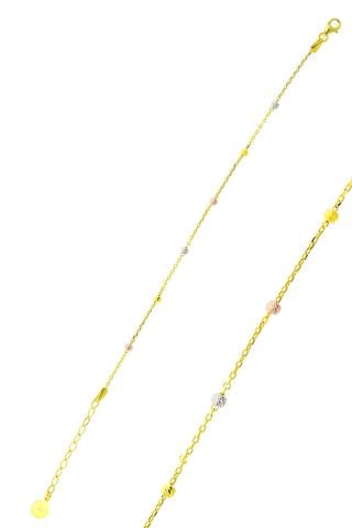 Dorika Altın Yaldızlı Renkli Zincir 925 Ayar Gümüş Bileklik 3793