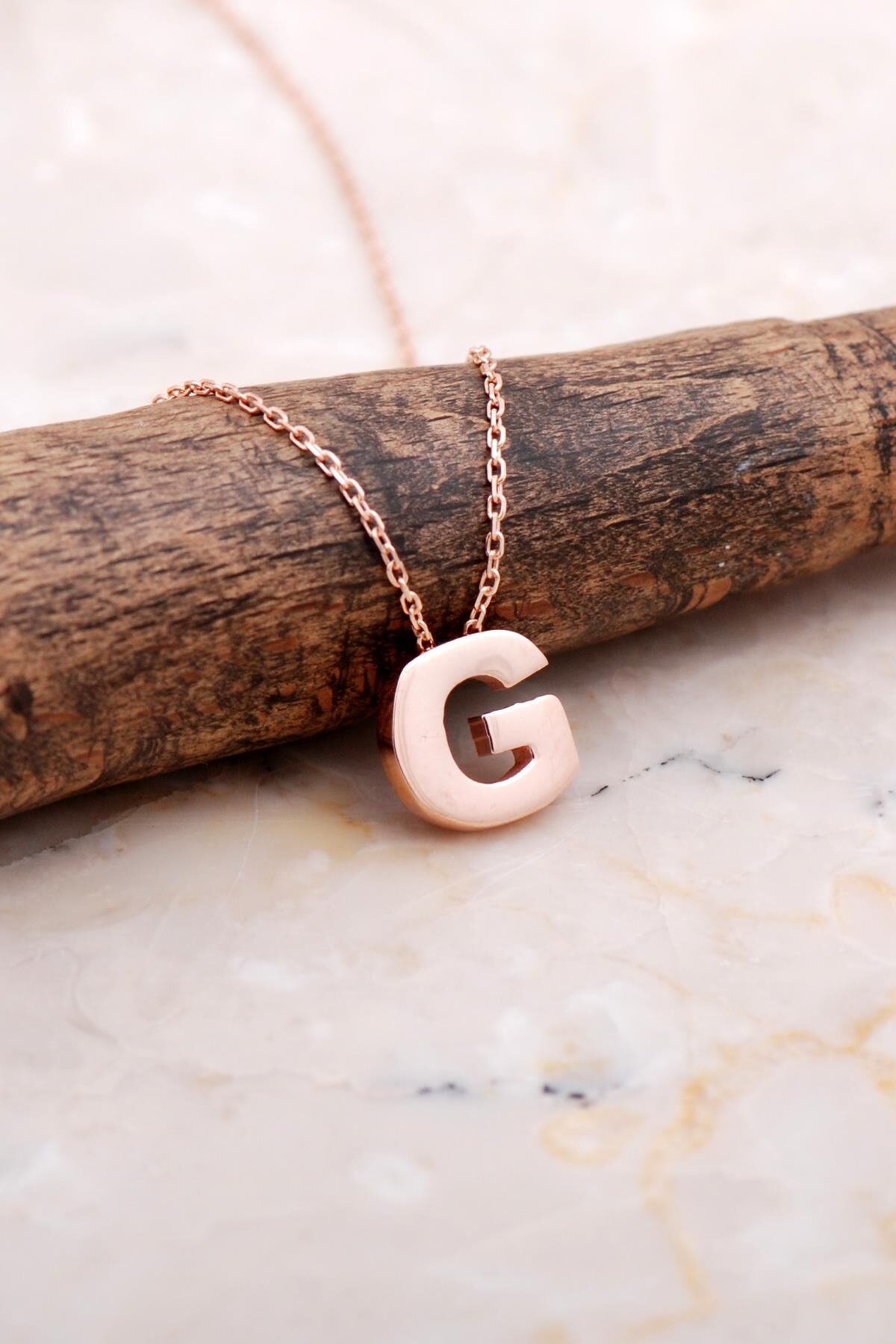 G Harfi Rose Gümüş Kolye 7860