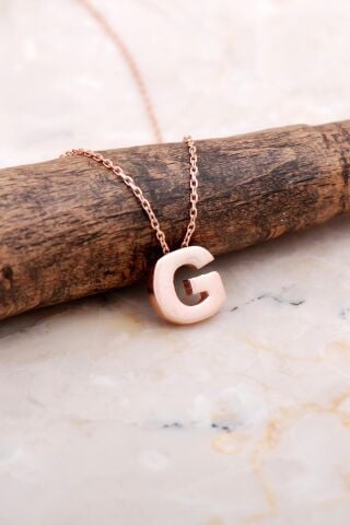 G Harfi Rose Gümüş Kolye 7860