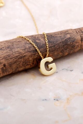 G Harfi Altın Kaplama Gümüş Kolye 7861