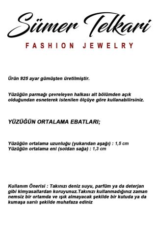 2 Farklı Doğal Taş Seçenekli Elişi Ayarlanabilir 925 Ayar Gümüş Oval Yüzük 6006 Ametist Taşı (Mor)