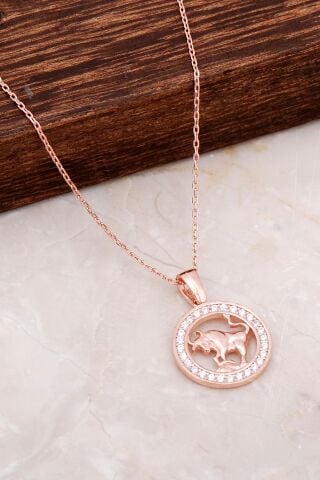 Boğa Burcu Rose Gümüş Kolye 6682