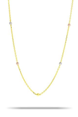 Dorissa Altın Yaldızlı Renkli 75 cm Gümüş Gümüş Zincir Kolye 7321