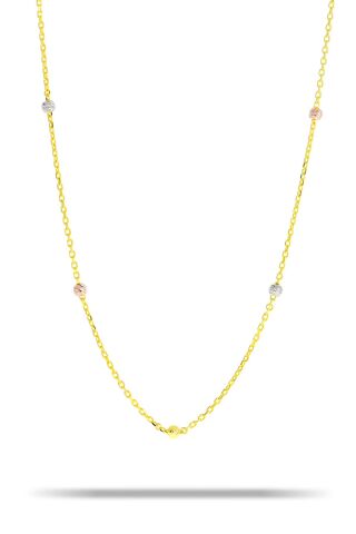 Dorissa Altın Yaldızlı Renkli 75 cm Gümüş Gümüş Zincir Kolye 7321