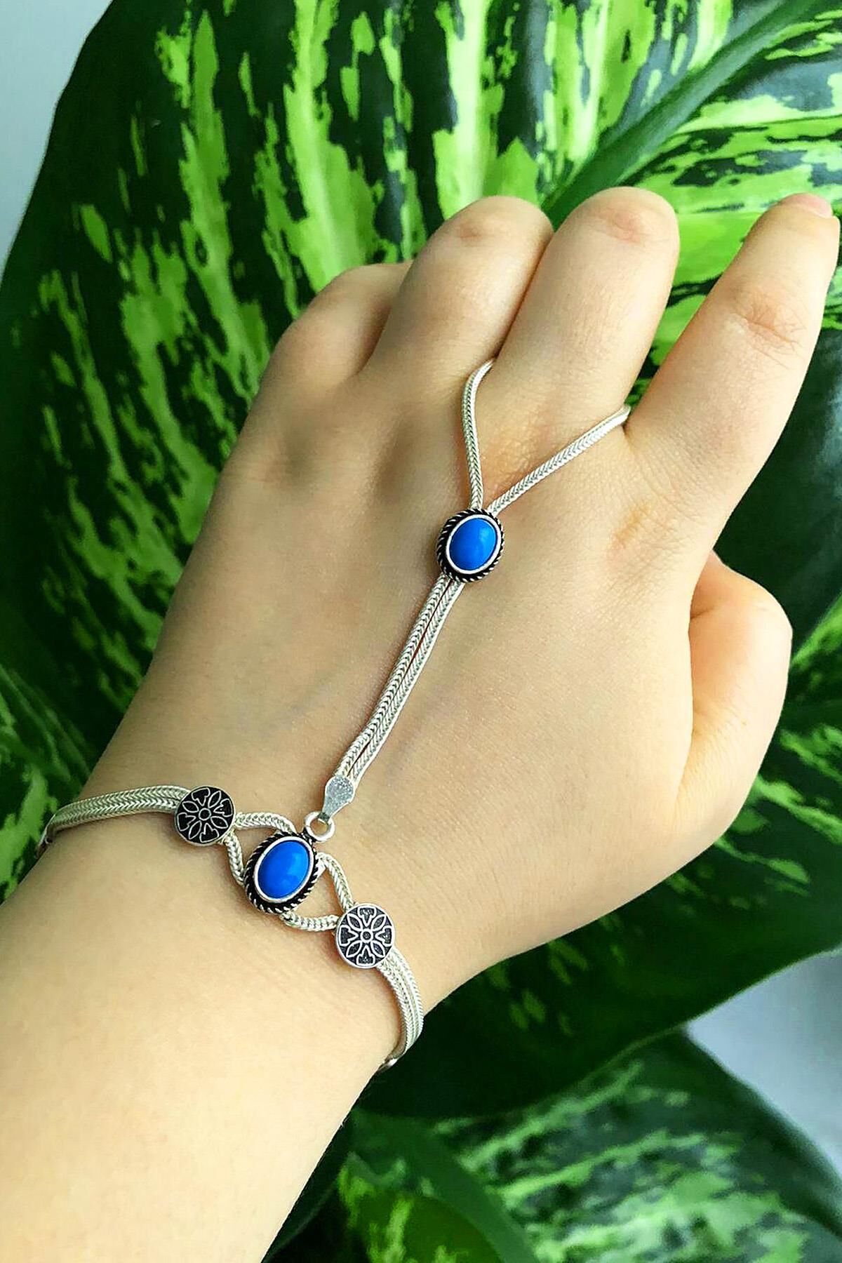 Firuze Şahmeran Gümüş Yüzüklü Bileklik 40