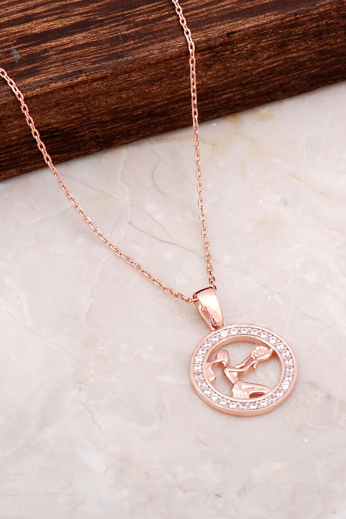 Başak Burcu Rose Gümüş Kolye 6683