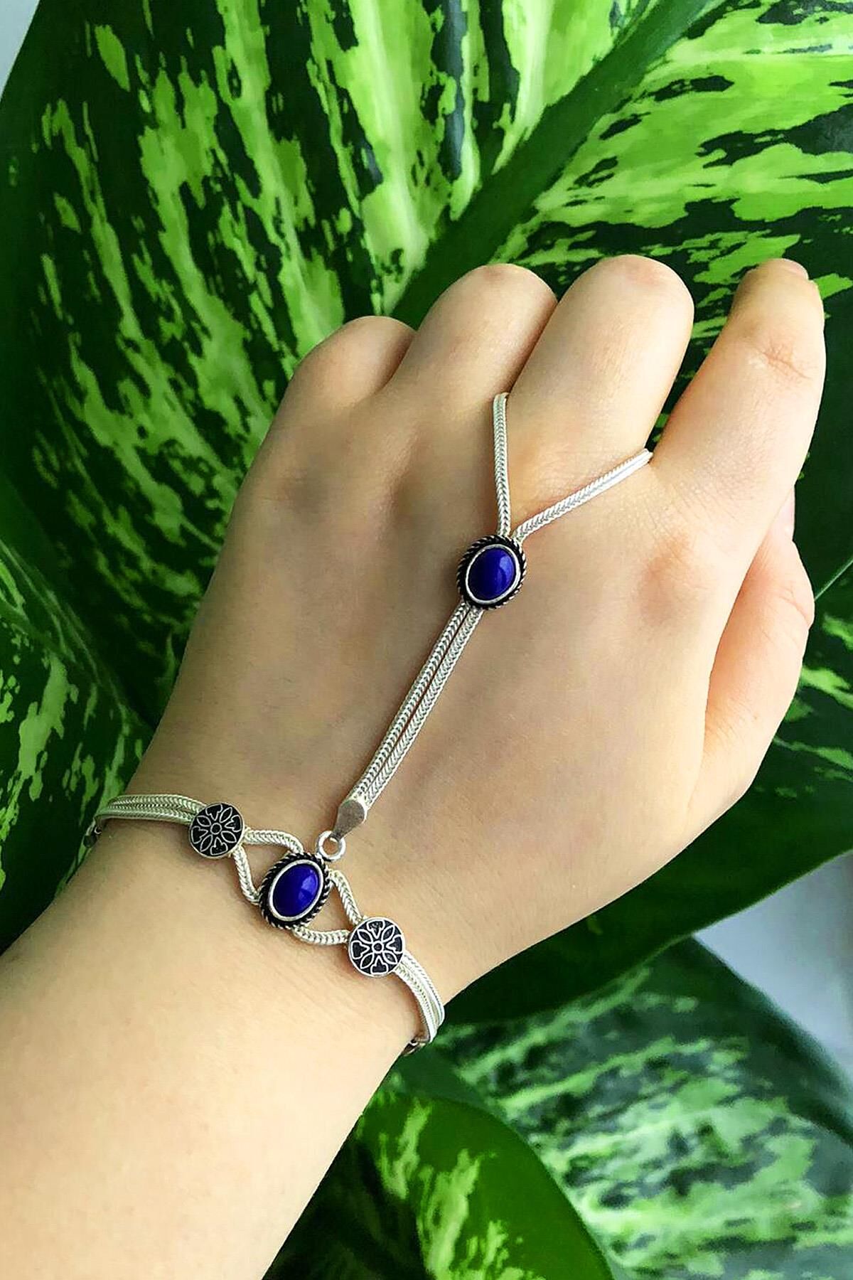 Lapis Şahmeran Gümüş Yüzüklü Bileklik 41