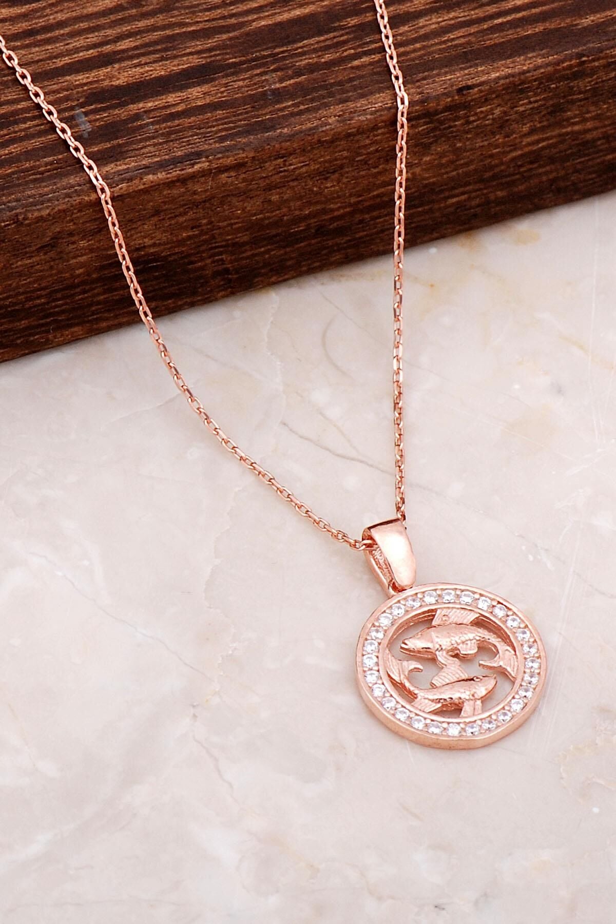 Balık Burcu Rose Gümüş Kolye 6684