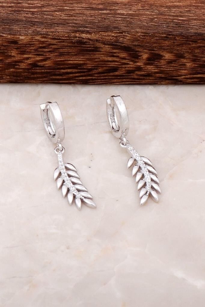 Başak Tasarımlı Gümüş Halka Küpe 4449