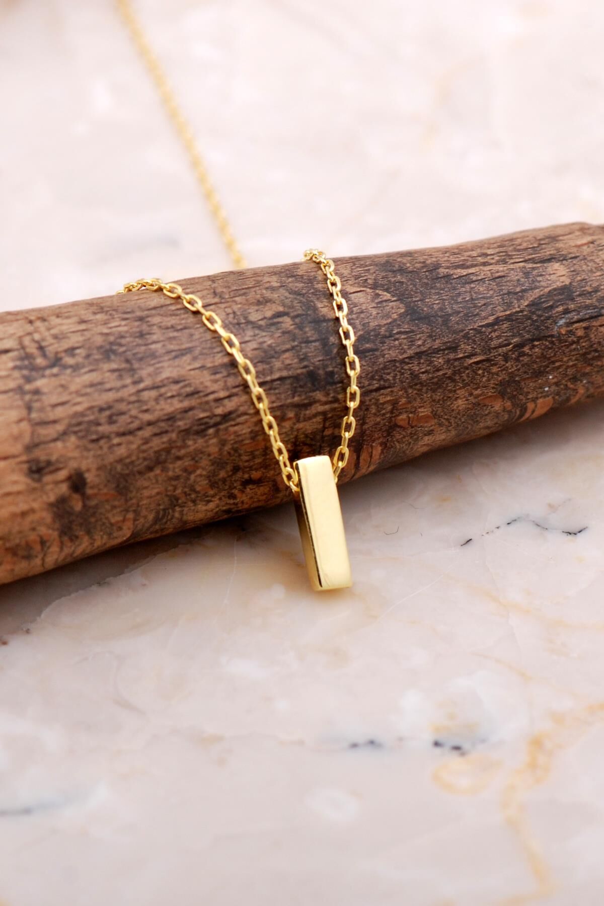 I Harfi Altın Kaplama Gümüş Kolye 7867