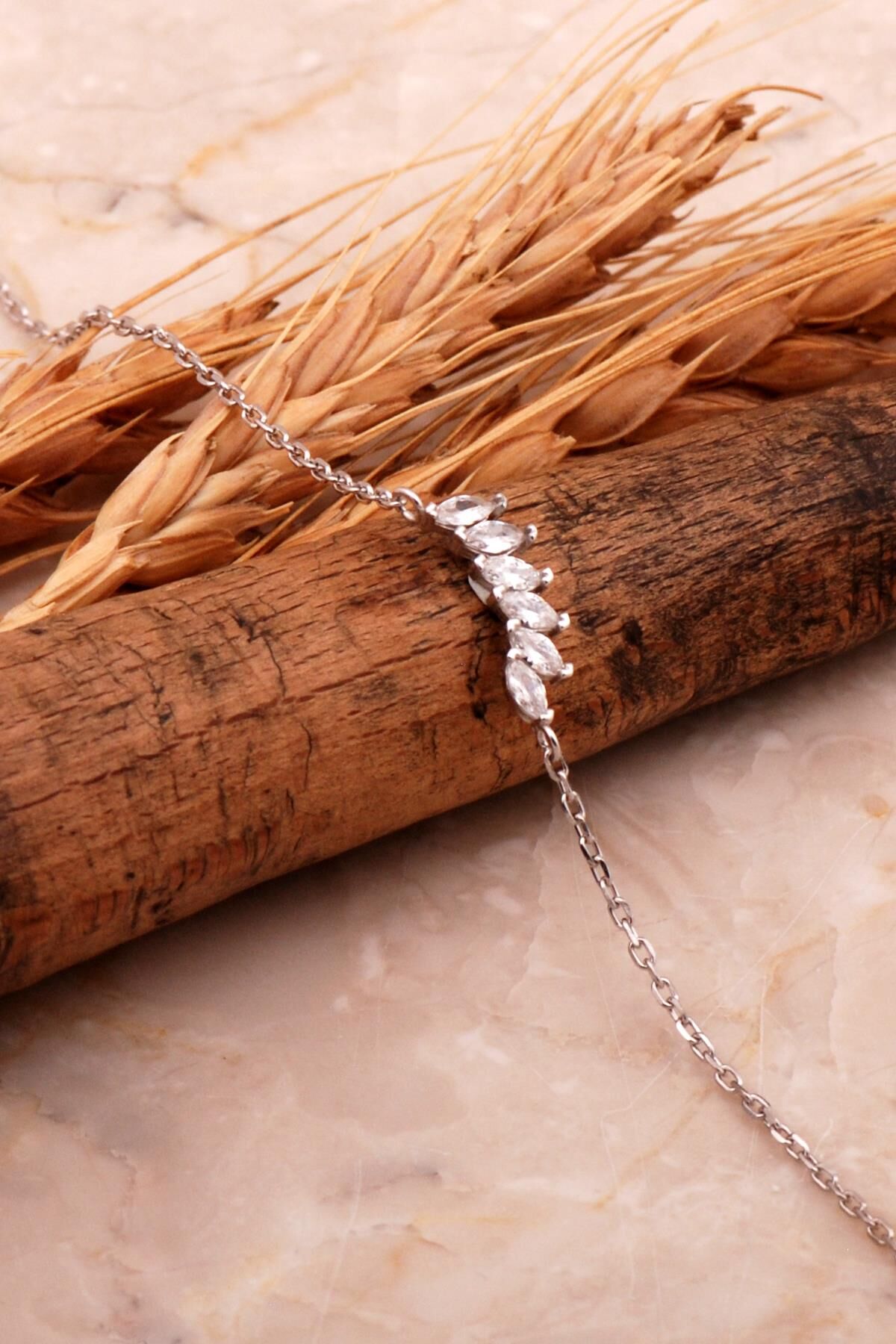 Markiz Taşlı Rodyumlu Gümüş Bileklik 4574