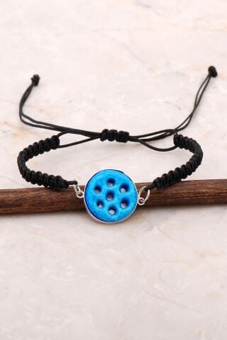 Süryani Nazar Boncuğu Makrome Gümüş Bileklik 3396