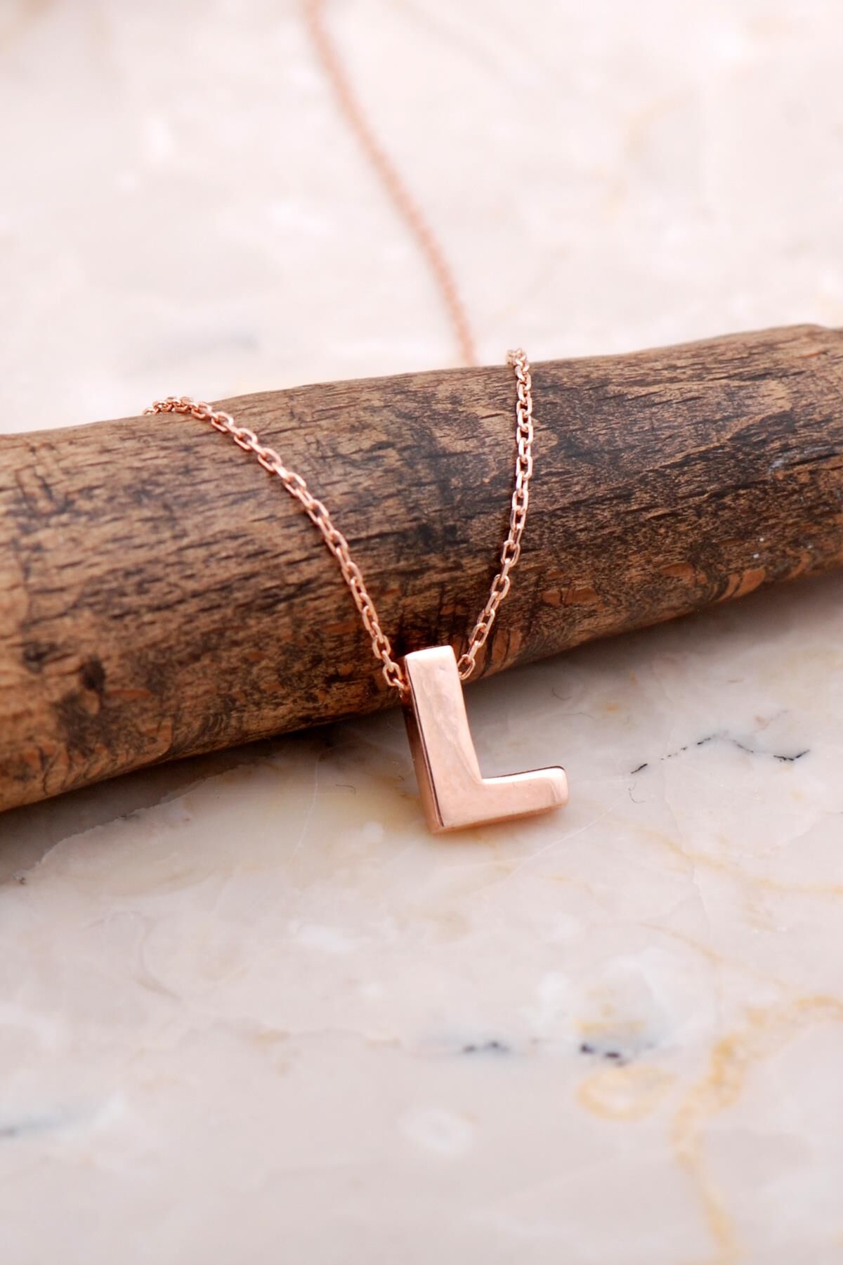 L Harfi Rose Gümüş Kolye 7875