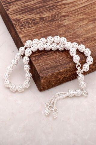 Telkari İşlemeli El Yapımı Gümüş Tesbih