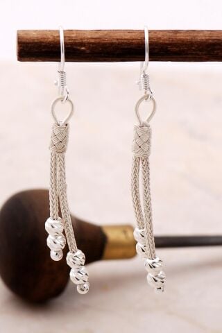 Kazaziye İşlemeli Dorika 1000 Ayar Gümüş Küpe 4991