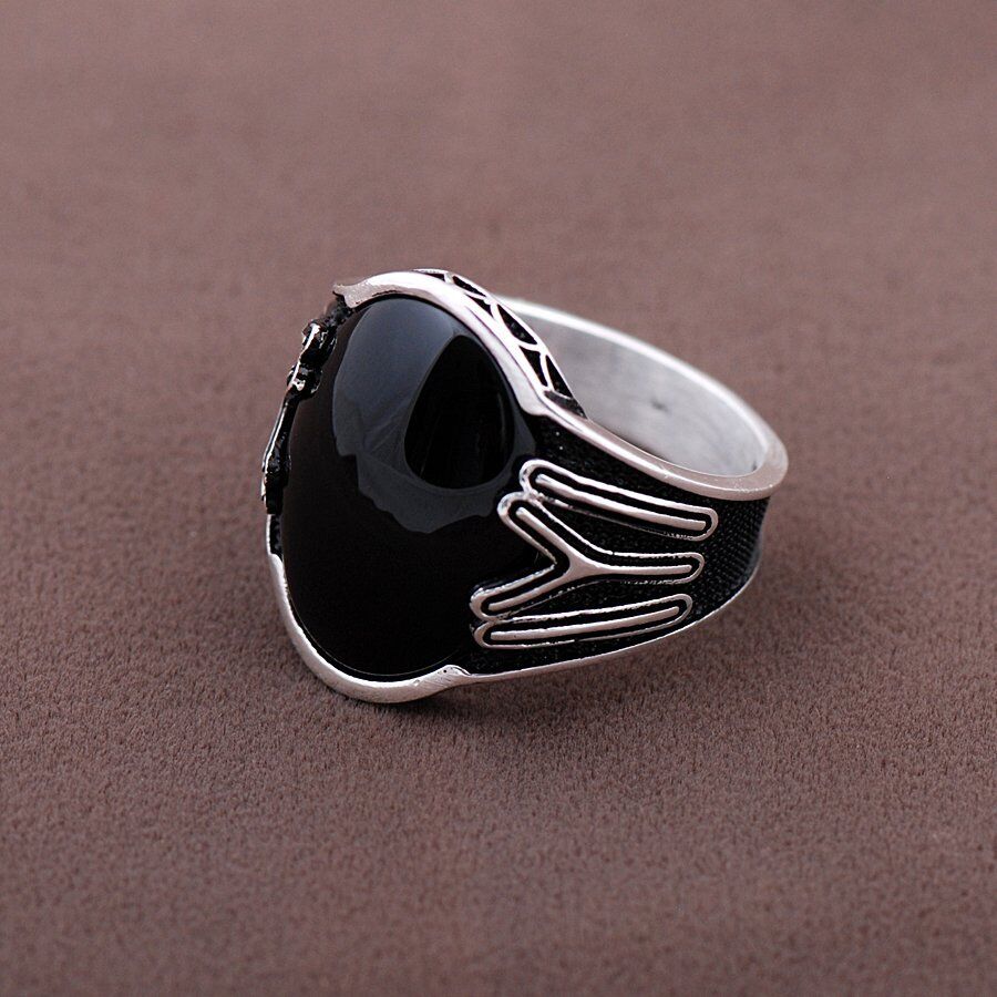 Onix Taşlı Tasarım Gümüş Erkek Yüzük 1003