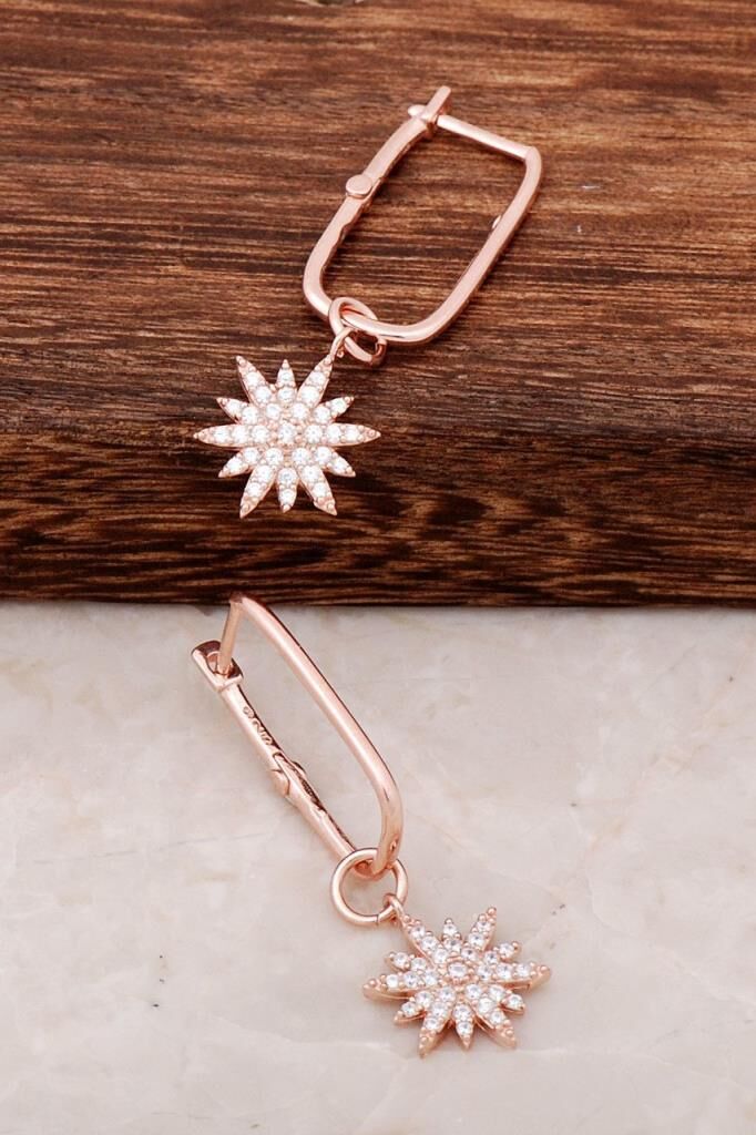 Yıldız Rose Gümüş Halka Küpe 4460