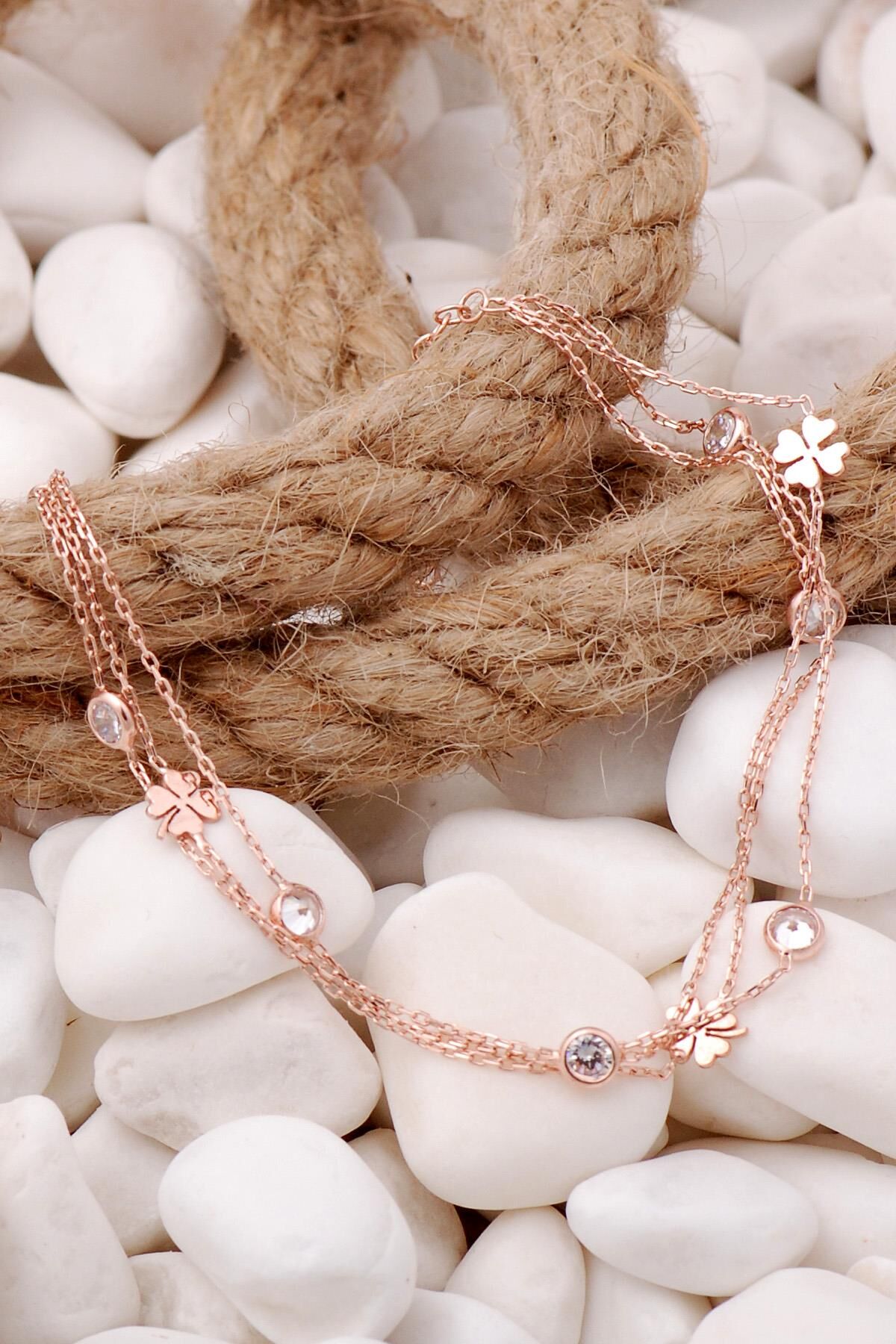 Yonca Rose Gümüş Taşlı Bileklik 3913