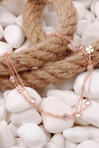 Yonca Rose Gümüş Taşlı Bileklik 3913