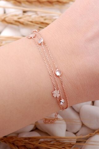 Yonca Rose Gümüş Taşlı Bileklik 3913