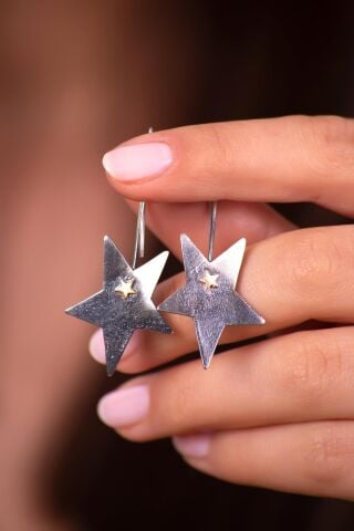 Kavkbo Tasarım Elişi Gümüş Küpe 4037