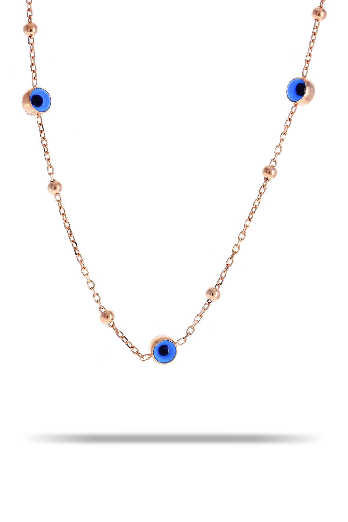 Rose Toplu Gümüş Göz Kolye 7329