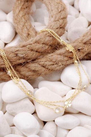 Yonca Altın Yaldızlı Taşlı Gümüş Bileklik 3914