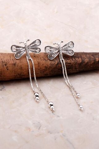 Yusufçuk Tasarımlı Telkari Elişi Gümüş Küpe 5175