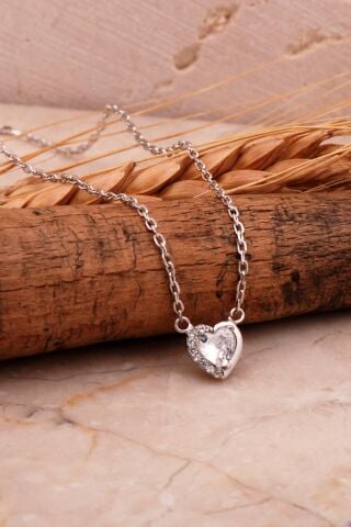 Kalp Mini Rodyumlu Gümüş Kolye 7990