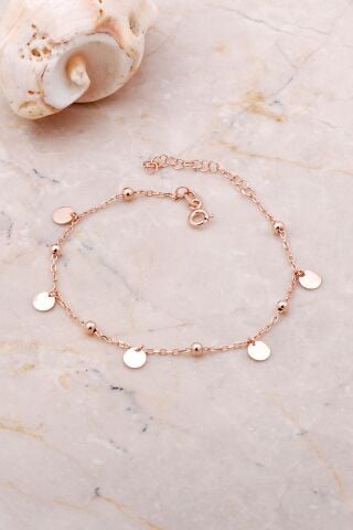 Pullu Sallantılı Rose Gümüş Toplu Bileklik 3646