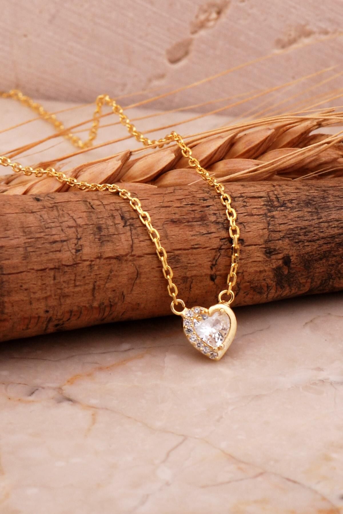 Kalp Mini Altın Kaplama Gümüş Kolye 7992