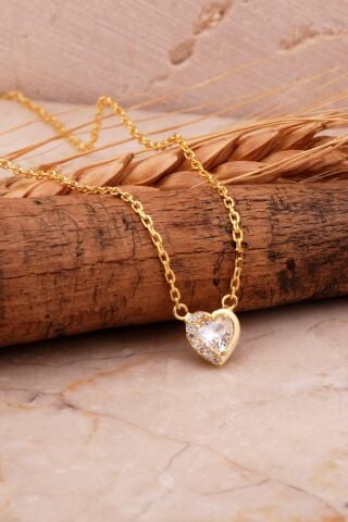 Kalp Mini Altın Kaplama Gümüş Kolye 7992
