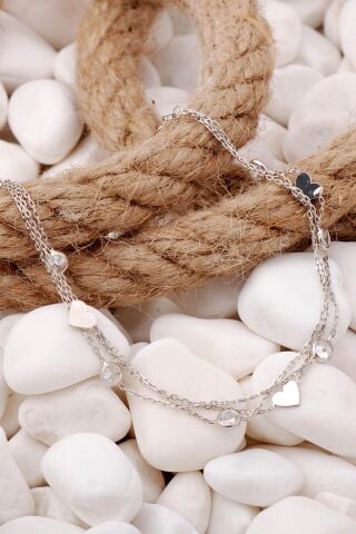 Kalpli Rodyumlu Gümüş Taşlı Bileklik 3917