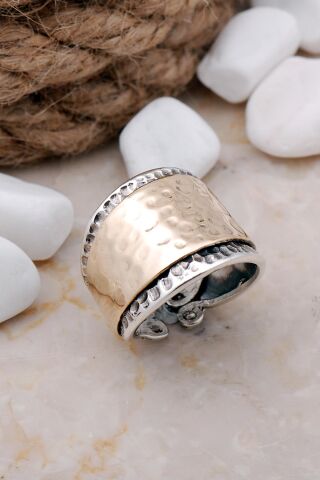 Çekiç Dövme Tasarım Elişi Gümüş Yüzük 950