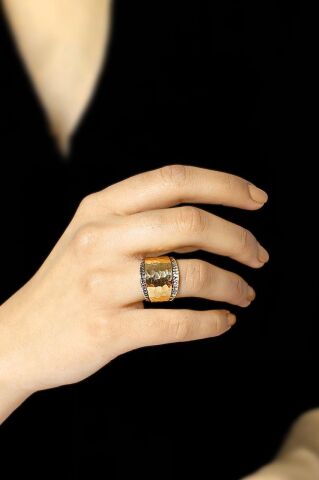 Çekiç Dövme Tasarım Elişi Gümüş Yüzük 950