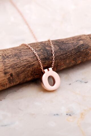 Ö Harfi Rose Gümüş Kolye 7887