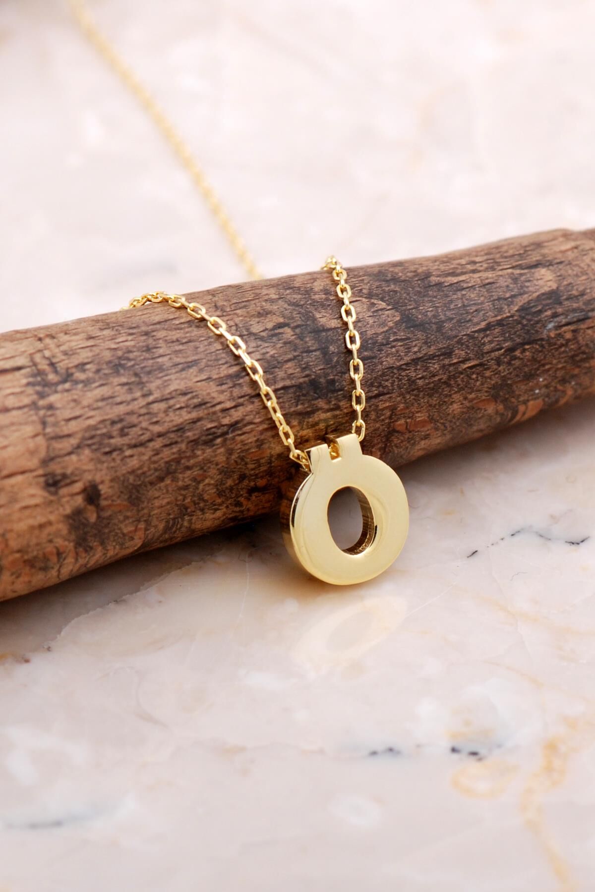 Ö Harfi Altın Kaplama Gümüş Kolye 7888